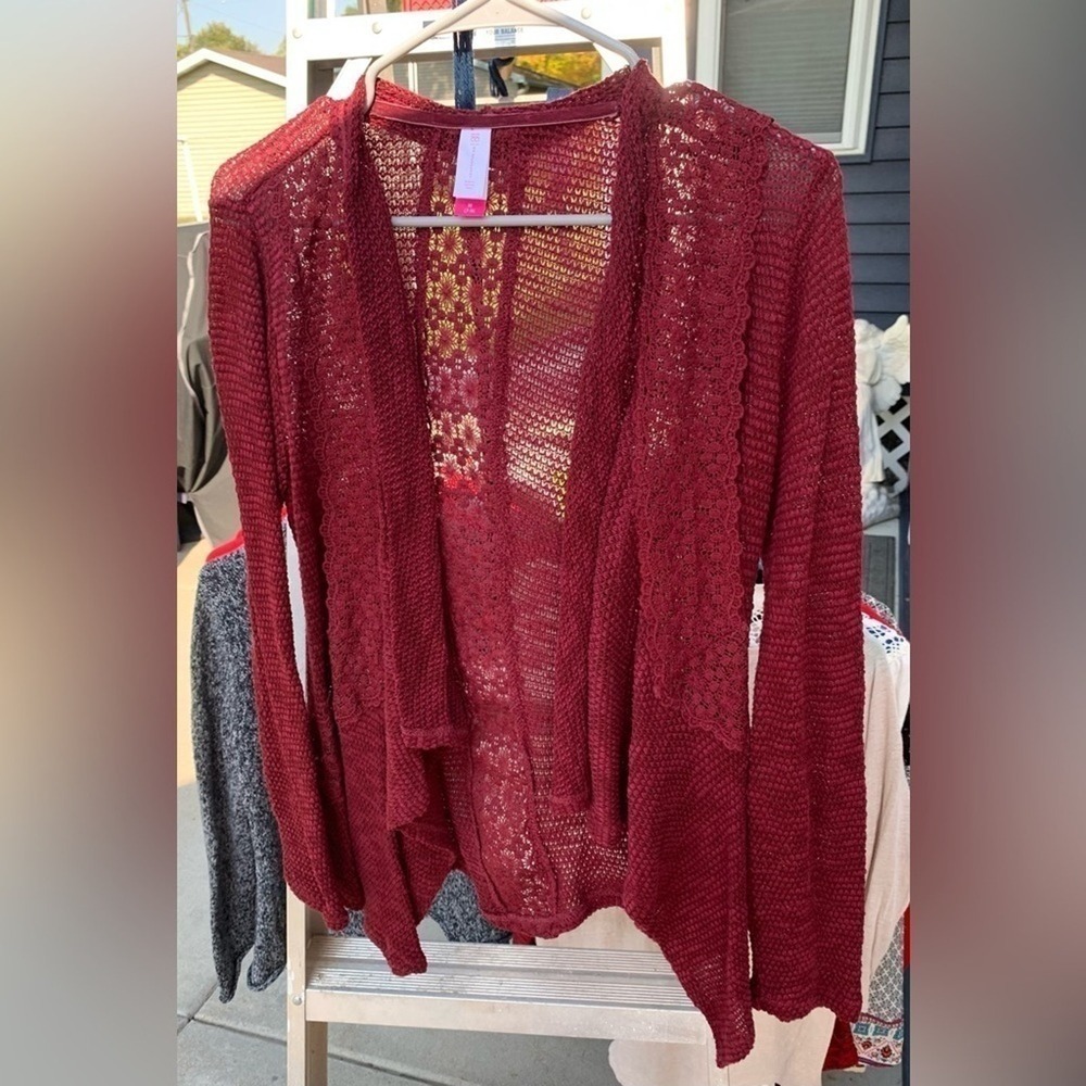 No Boundaries cardigan Burgundy‎ cardigan, Size Med